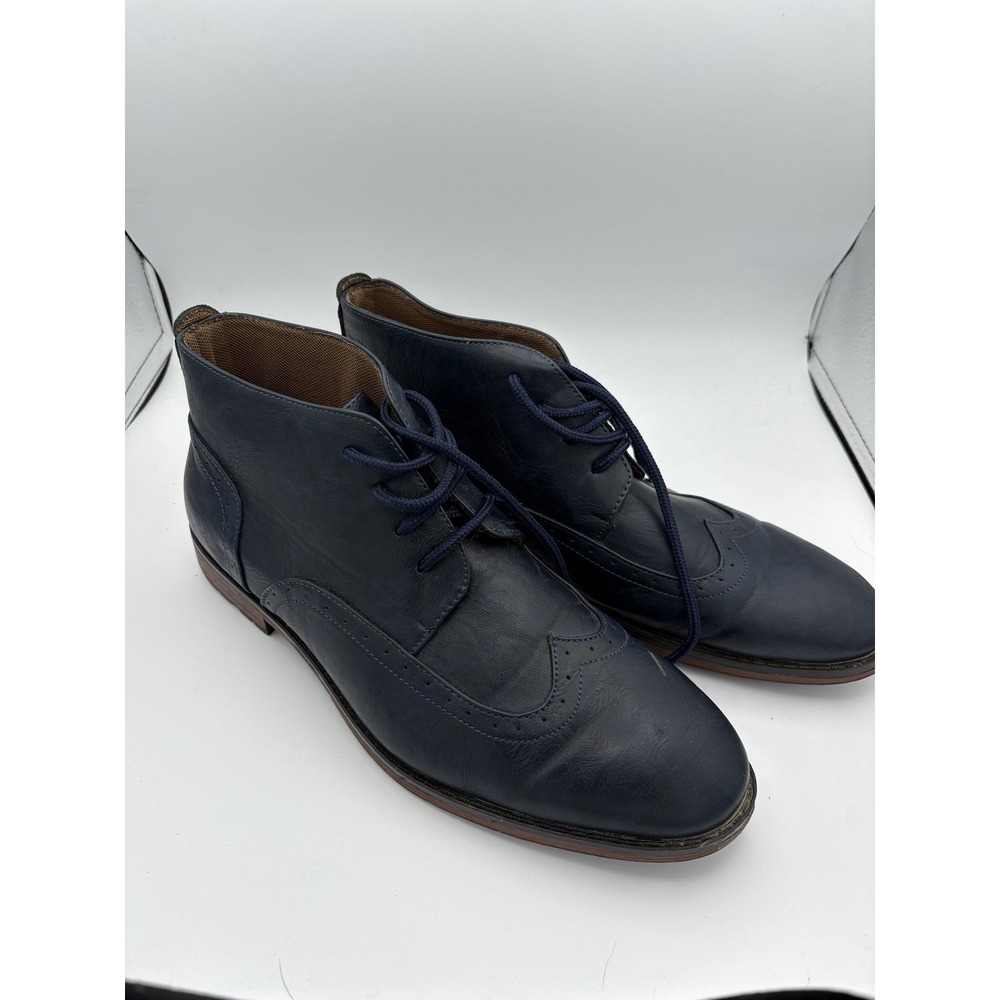 Mecca Boots Mens Size‎ 12 Blue Faux Leather Chukka Wingtip Ankle Dress Casual